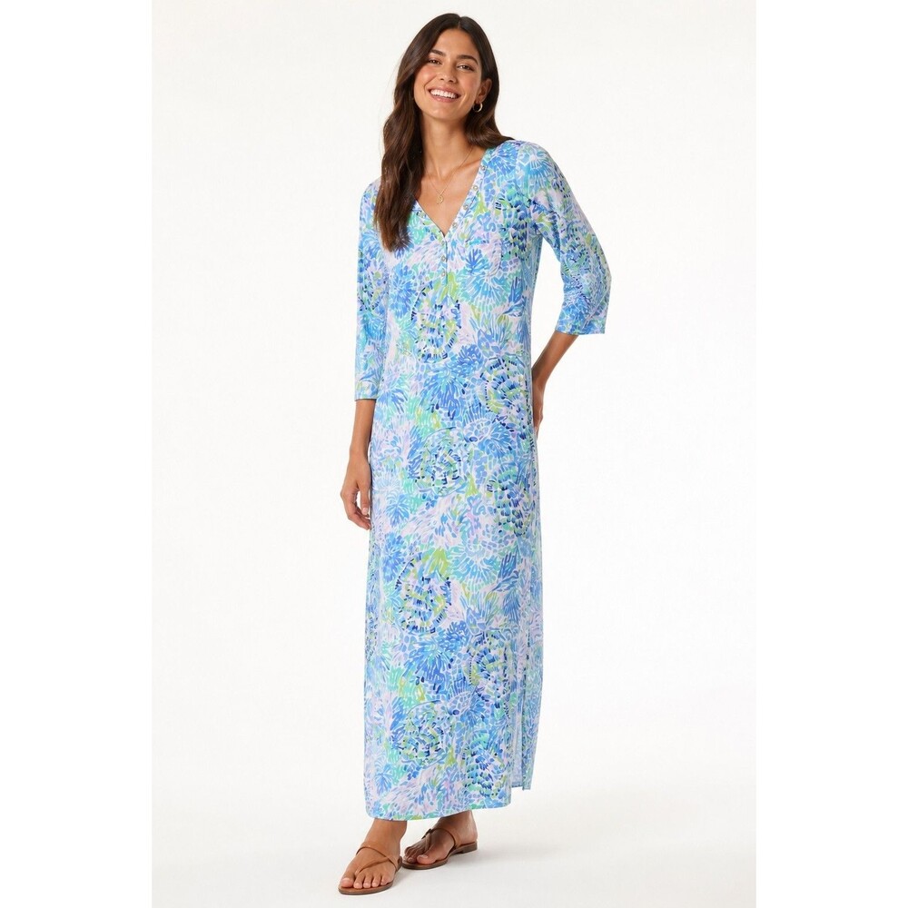 Lilly Pulitzer Palmetto Maxi Dress Multi Shell of a Party Blue Print SResort